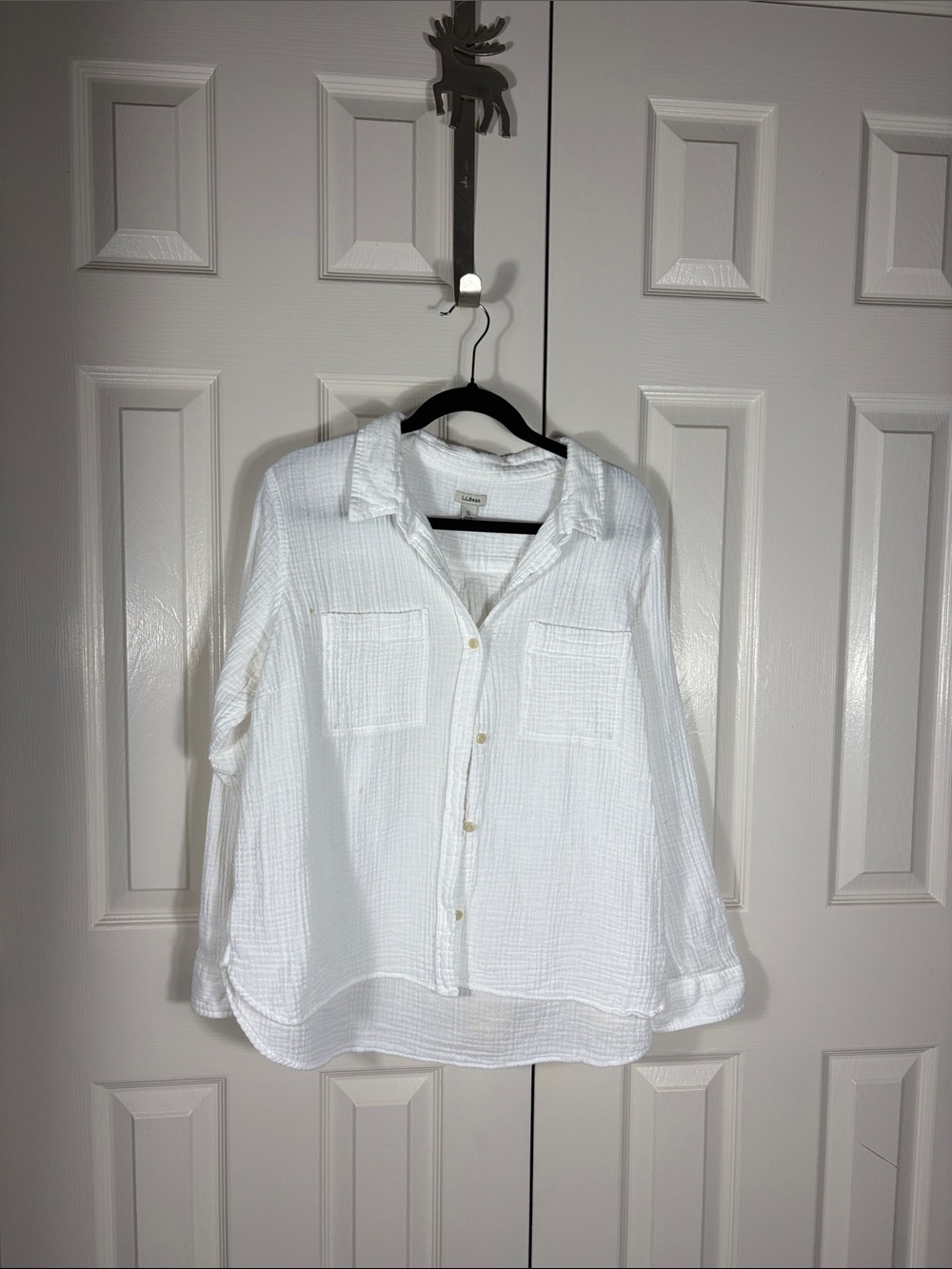 L.L. Bean White Button-Down Gauze Shirt